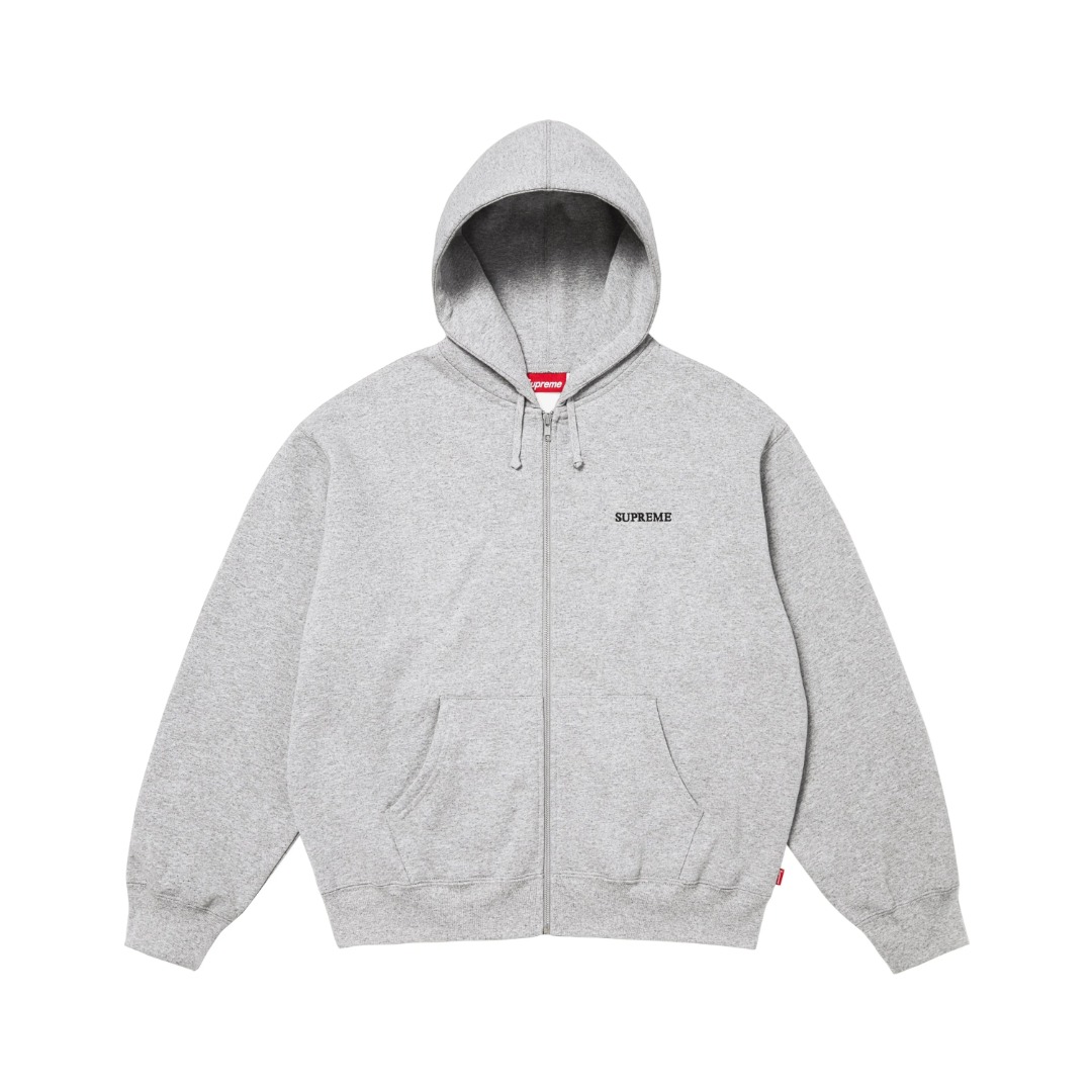 Supreme Idgaf Zip Up Hooded Sweatshirt 'Heather Grey' - DesignerGu