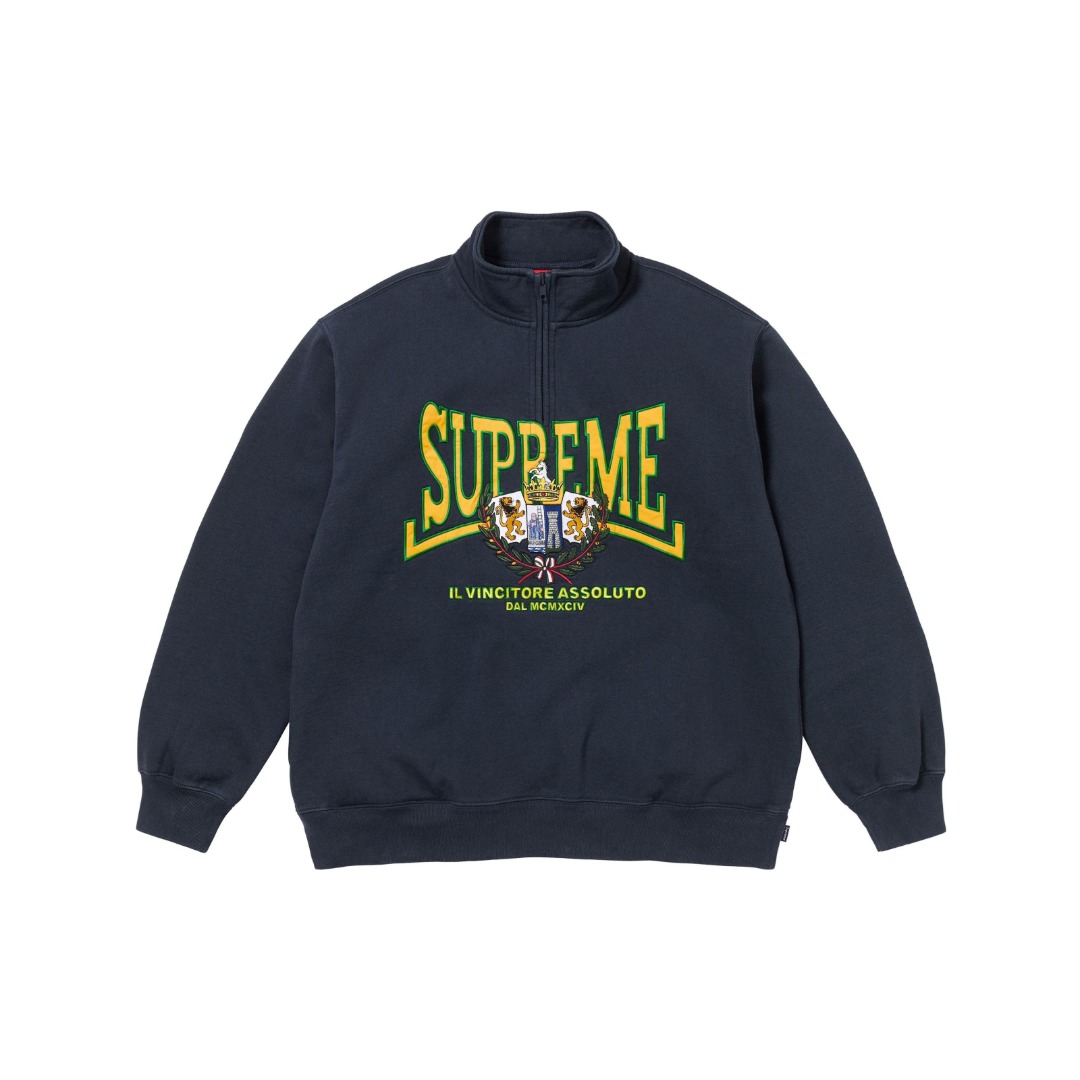 Supreme Crest Appliqué Half Zip Pullover 'Navy' - DesignerGu