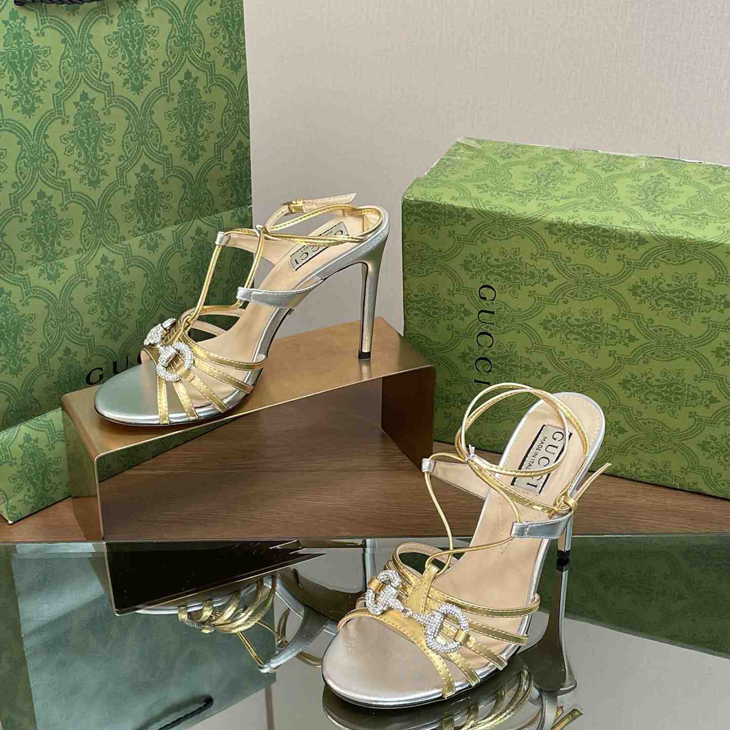 Gucci Horsebit Embellished Leather Sandals  85mm - DesignerGu