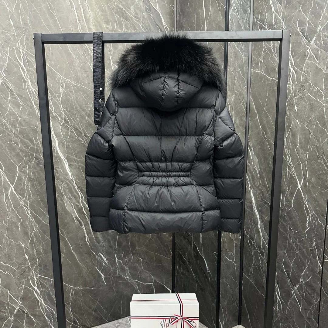 Moncler Belted Puffer Jacket With A Fur-trimmed Hood - DesignerGu