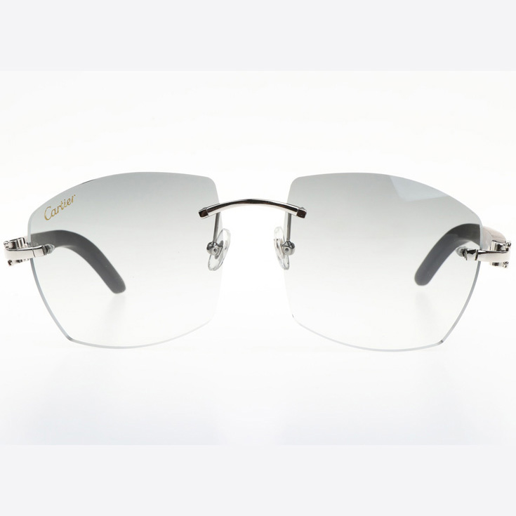 Cartier CT 4189706 Black Wood Sunglasses In Silver Gradient Grey - DesignerGu
