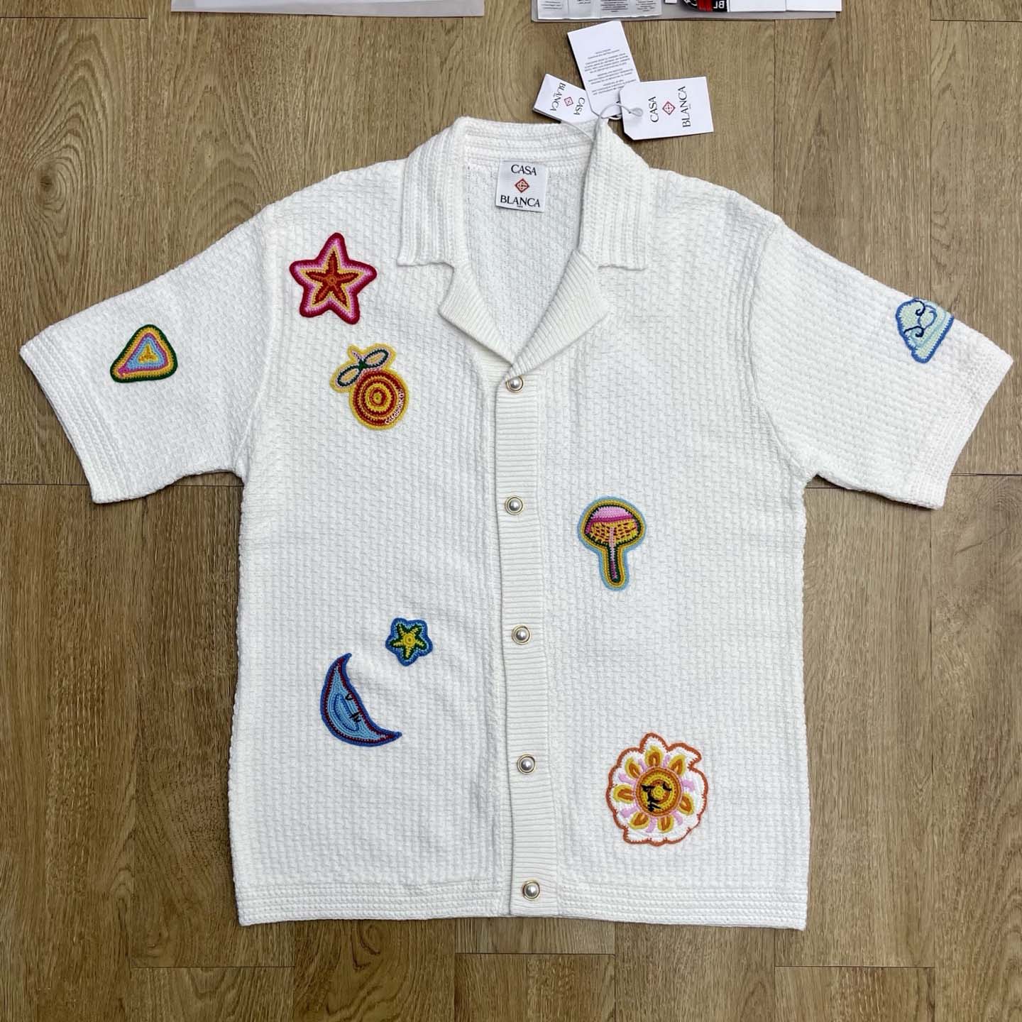 Casablanca Patch-detailing Crochet Shirt   Z6031 - DesignerGu