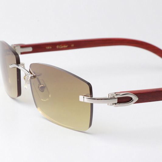 Cartier CT 3524012 Wood Sunglasses Silver Brown - DesignerGu