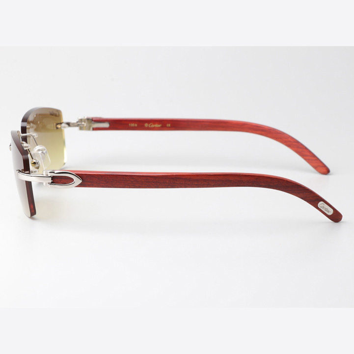 Cartier CT 3524012 Wood Sunglasses Silver Brown - DesignerGu