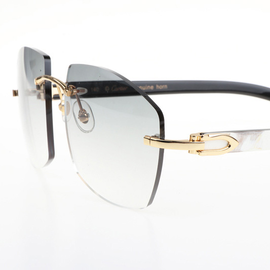 Cartier CT 4189706 White Mix Black Buffalo Sunglasses In Gold Gradient Grey - DesignerGu