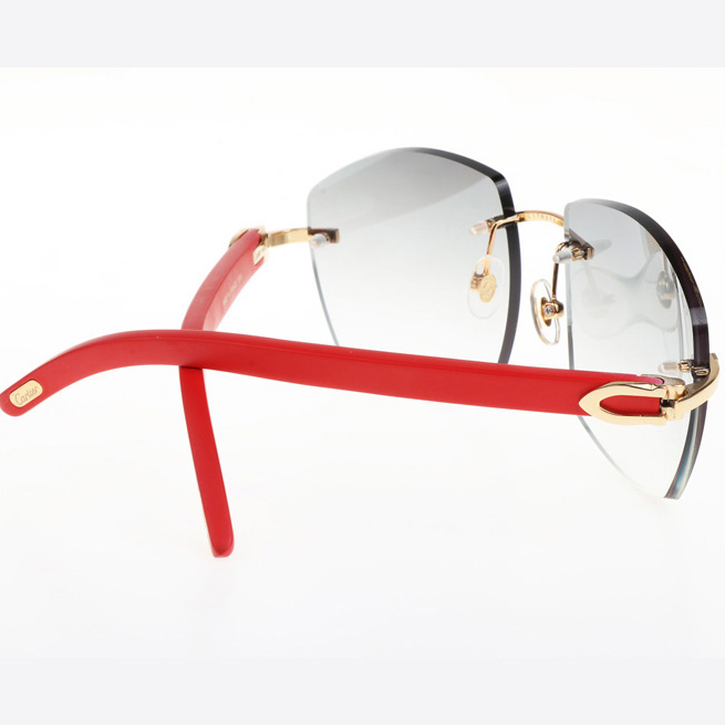 Cartier CT 4189706 Red Wood Sunglasses In Gold Gradient Grey - DesignerGu
