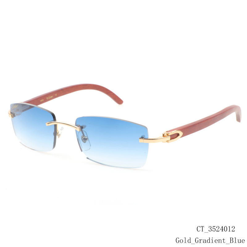 Cartier CT 3524012 Wood Sunglasses In Gold Gradient Blue - DesignerGu