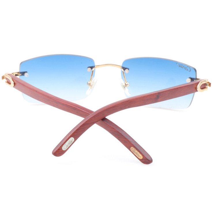 Cartier CT 3524012 Wood Sunglasses In Gold Gradient Blue - DesignerGu