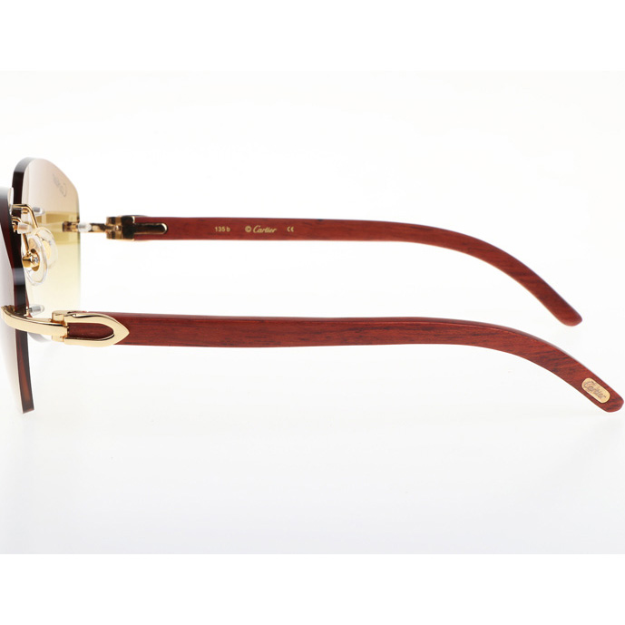 Cartier CT 4189706 Wood Sunglasses In Gold Gradient Brown - DesignerGu