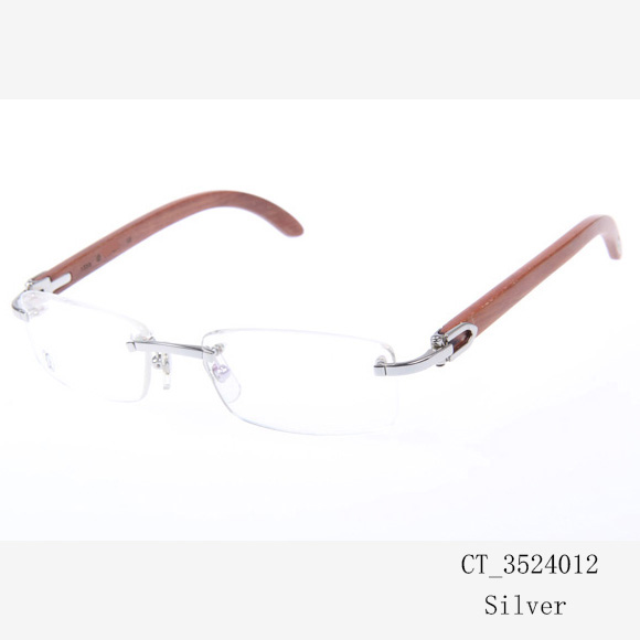 Cartier CT 3524012 Wood Eyeglasses In Silver - DesignerGu