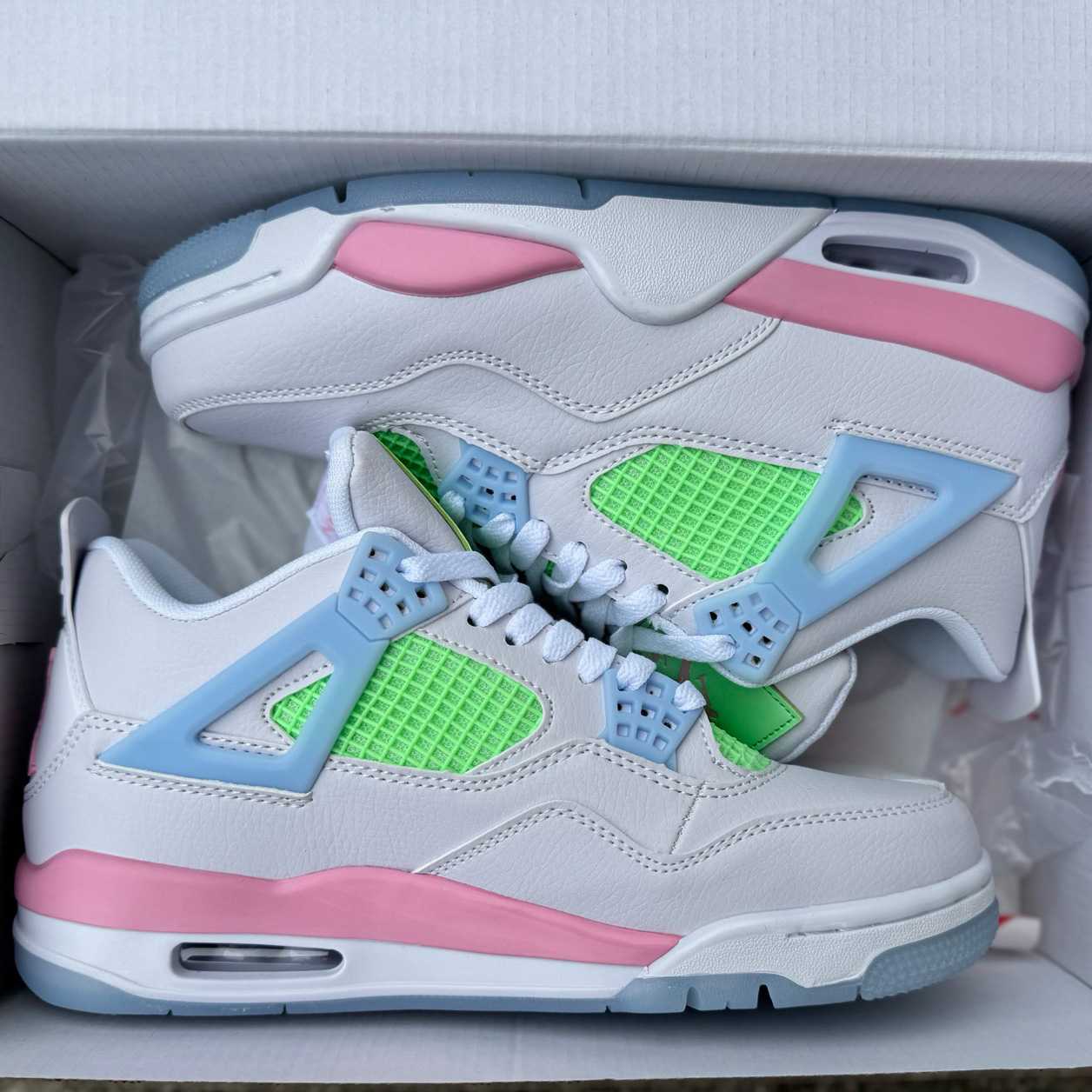 Air Jordan 4 Retro White/Blue/ Green 553560-113  - DesignerGu