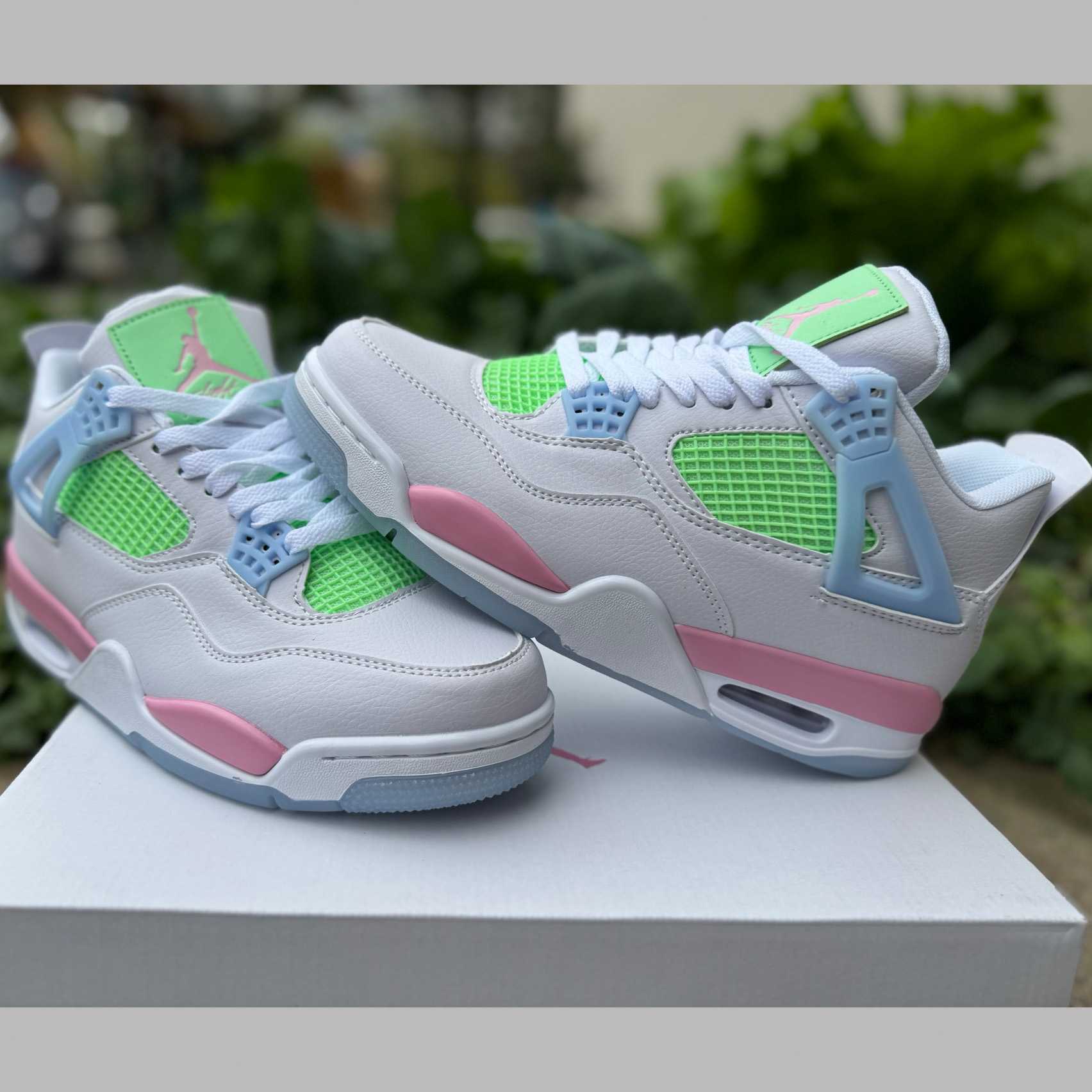 Air Jordan 4 Retro White/Blue/ Green 553560-113  - DesignerGu