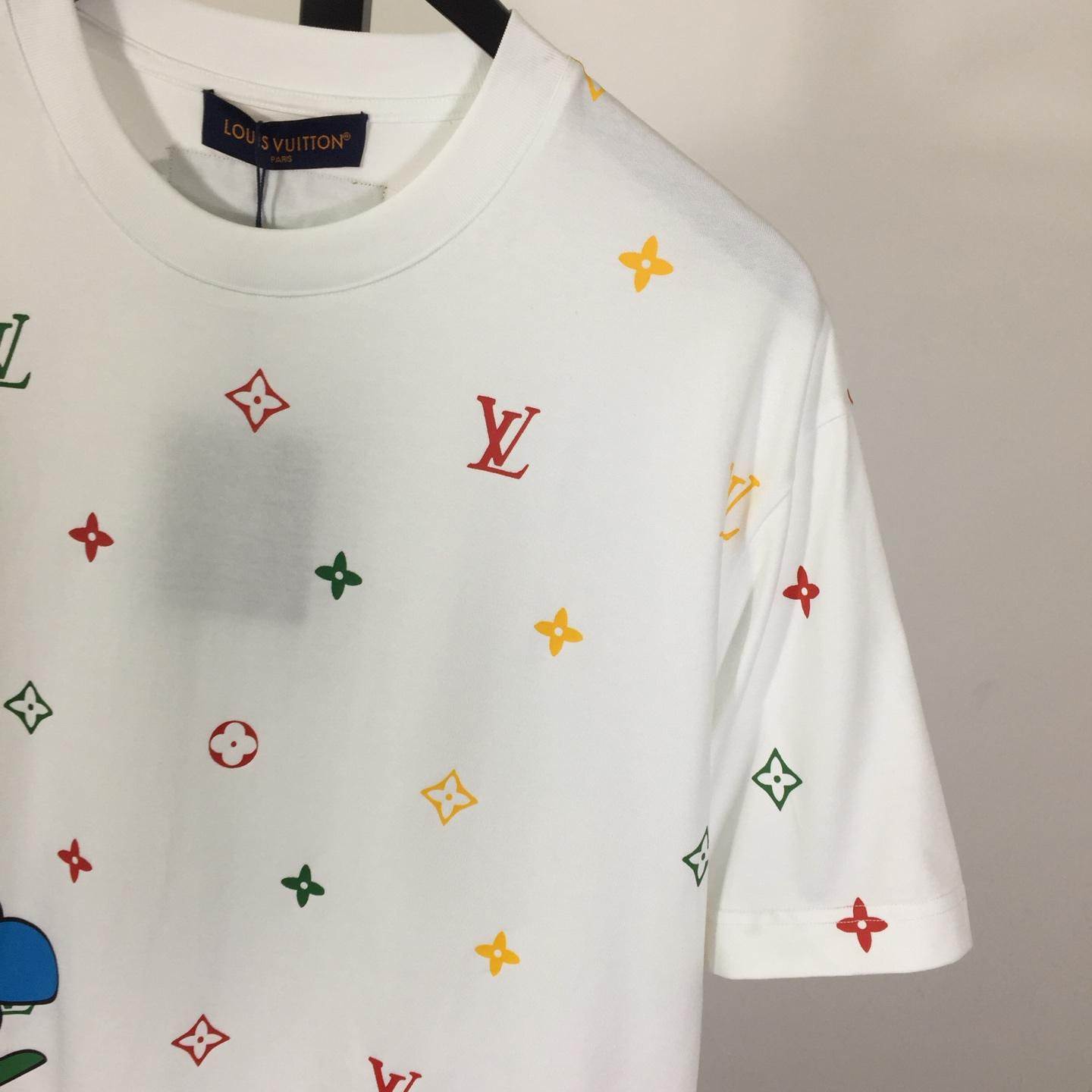 Louis Vuitton Cotton T-shirt With A Colorful Flower Graphic Print - DesignerGu