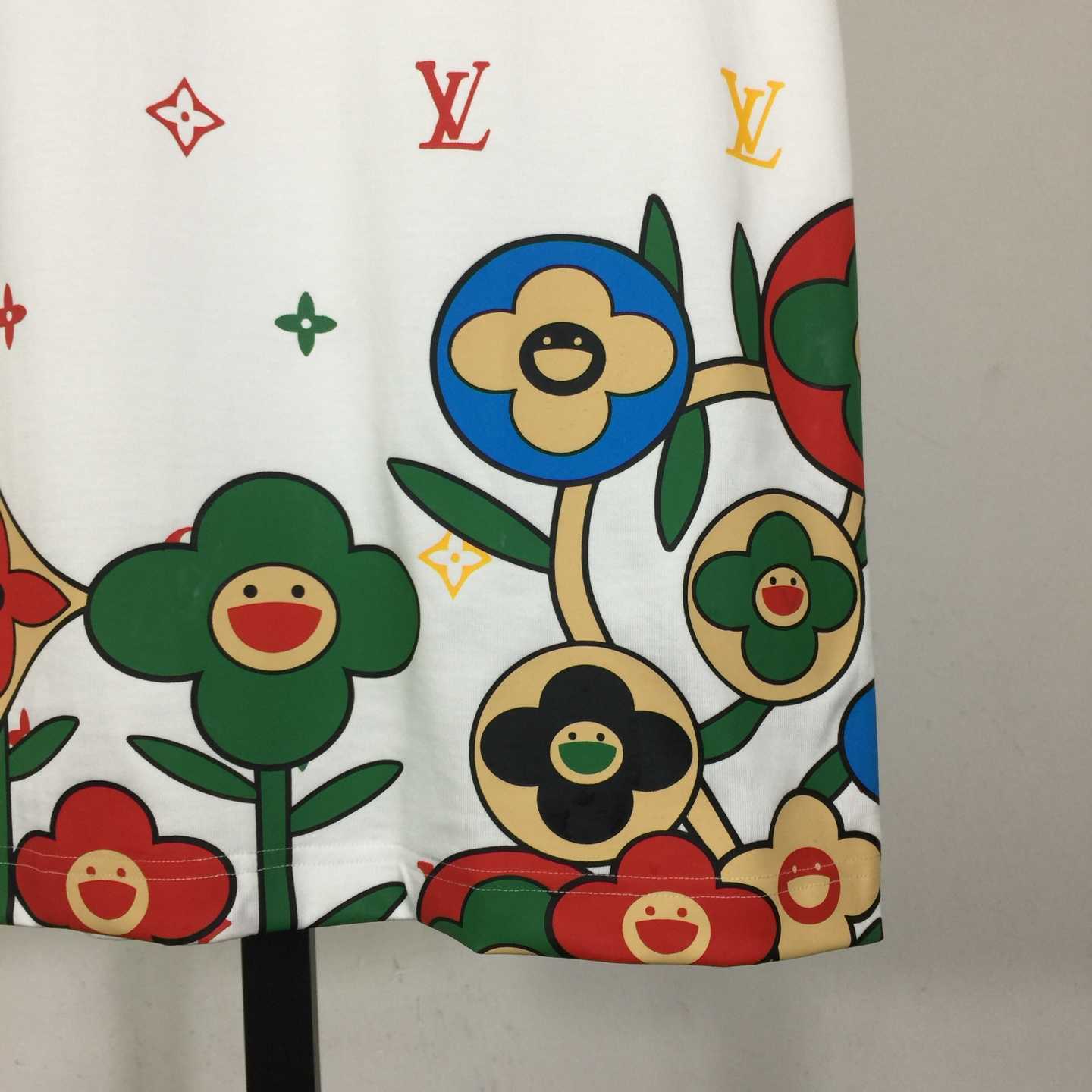 Louis Vuitton Cotton T-shirt With A Colorful Flower Graphic Print - DesignerGu