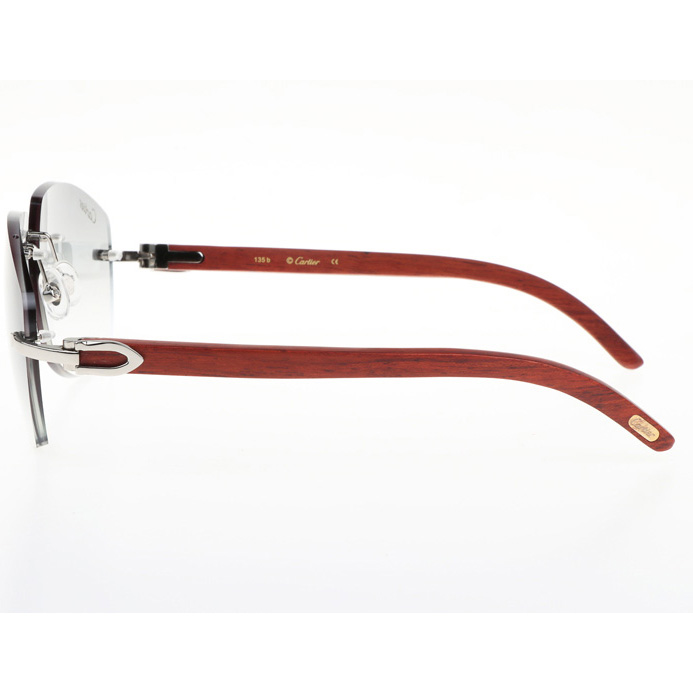 Cartier CT 4189706 Wood Sunglasses In Silver Gradient Grey - DesignerGu