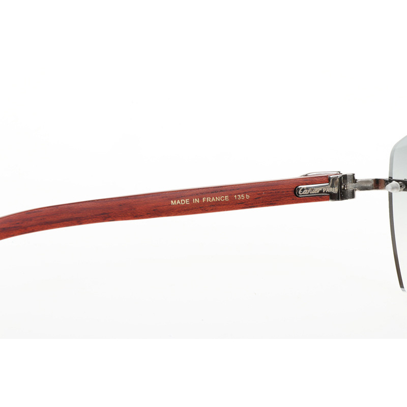 Cartier CT 4189706 Wood Sunglasses In Silver Gradient Grey - DesignerGu