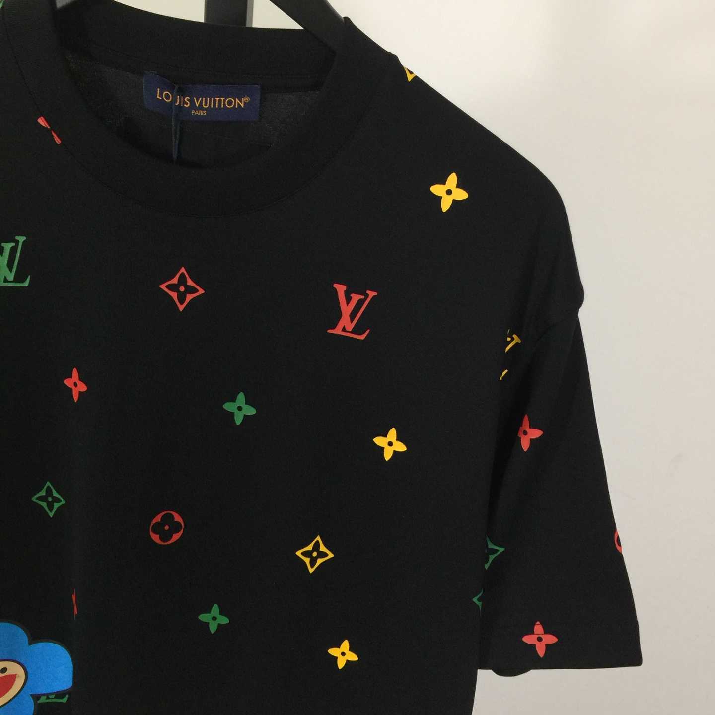 Louis Vuitton Cotton T-shirt With A Colorful Flower Graphic Print - DesignerGu