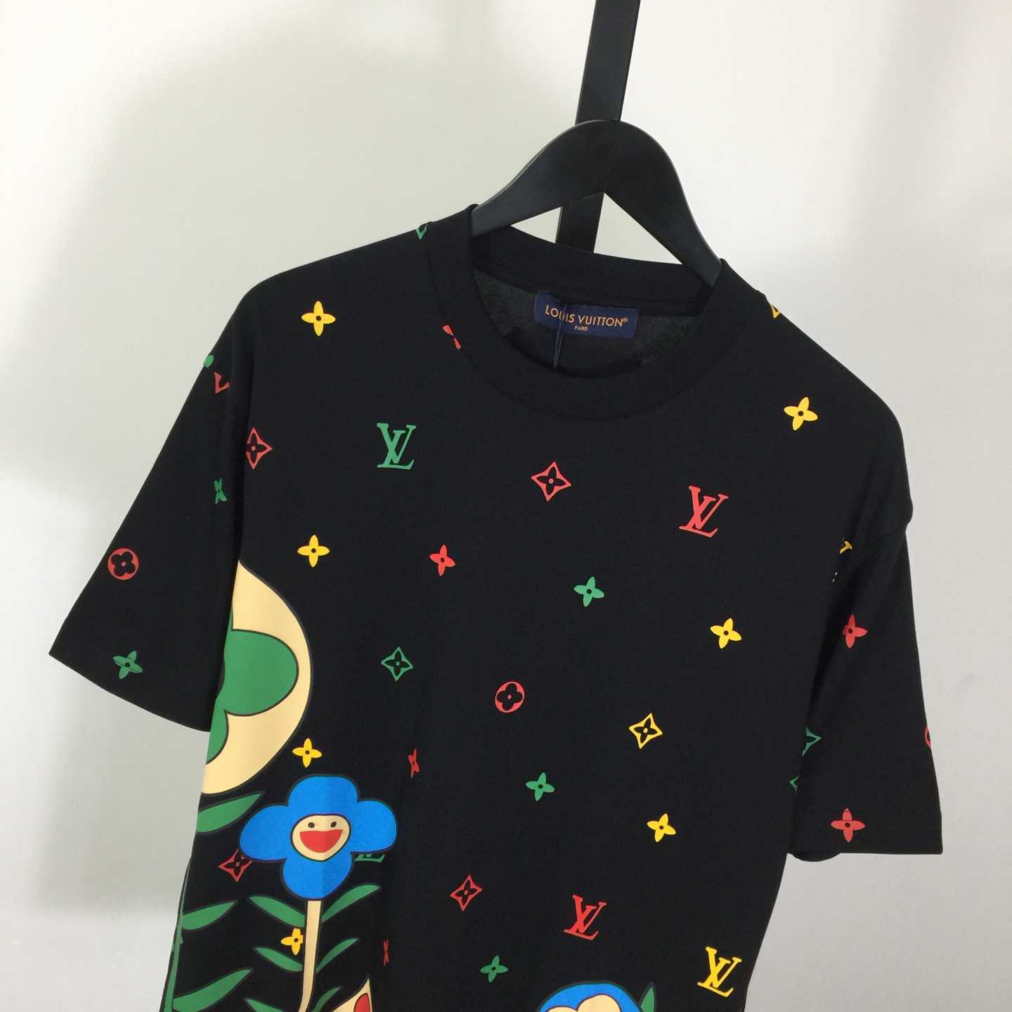 Louis Vuitton Cotton T-shirt With A Colorful Flower Graphic Print - DesignerGu
