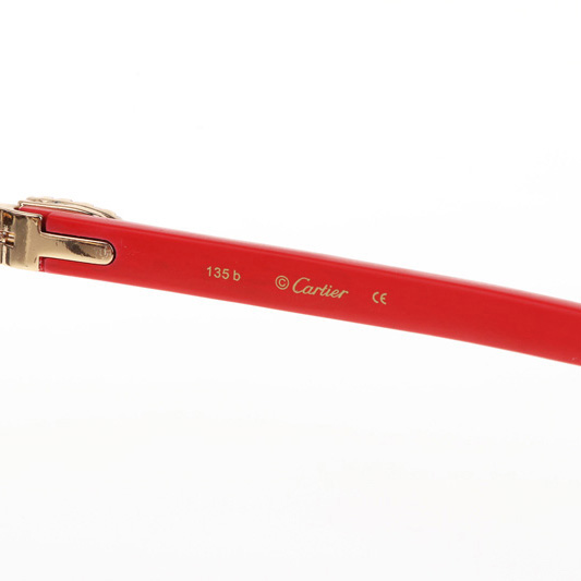 Cartier CT 4189706 Big Diamond Red Wood Sunglasses In Gold Gradient Grey - DesignerGu