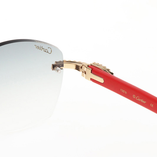 Cartier CT 4189706 Big Diamond Red Wood Sunglasses In Gold Gradient Grey - DesignerGu