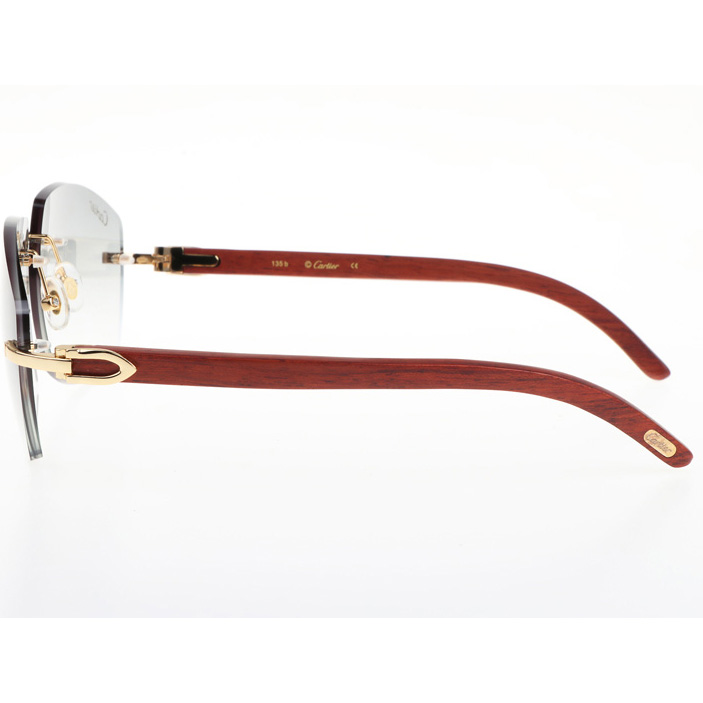 Cartier CT 4189706 Wood Sunglasses In Gold Gradient Grey - DesignerGu