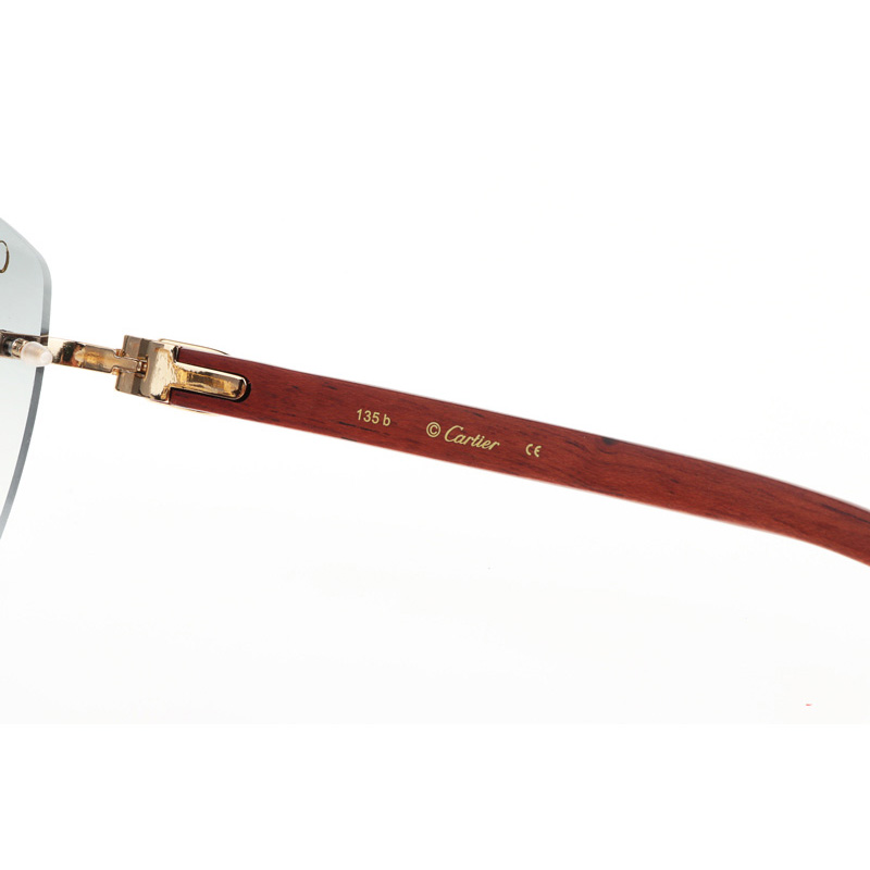 Cartier CT 4189706 Wood Sunglasses In Gold Gradient Grey - DesignerGu