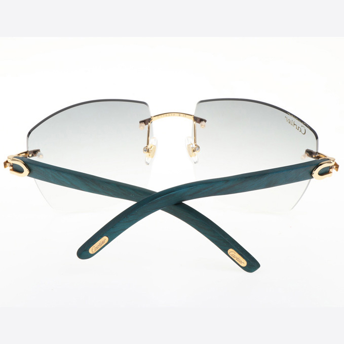 Cartier CT 4189706 Green Wood Sunglasses In Gold Gradient Grey - DesignerGu