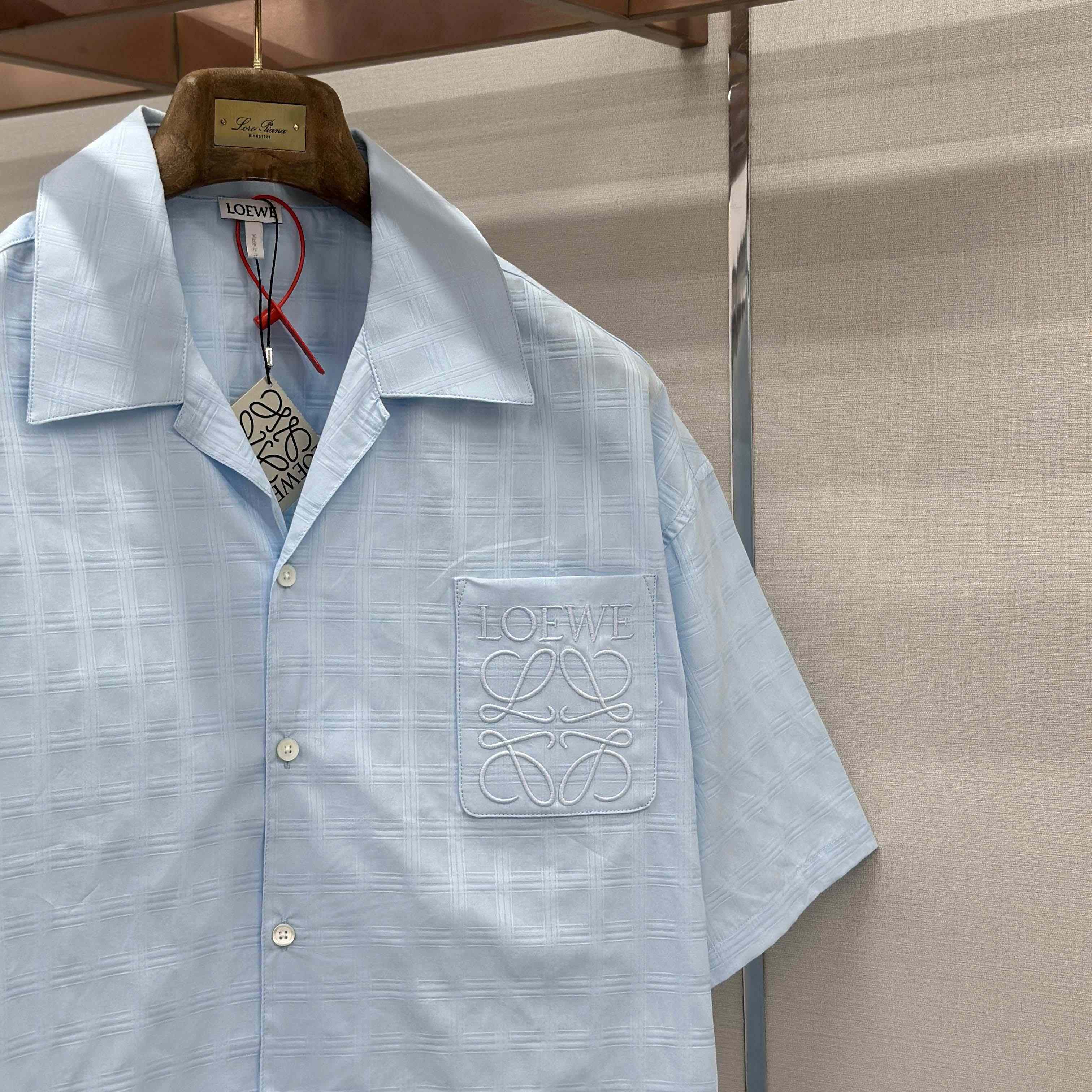 Loewe Short Sleeve Shirt in Cotton Blue - DesignerGu