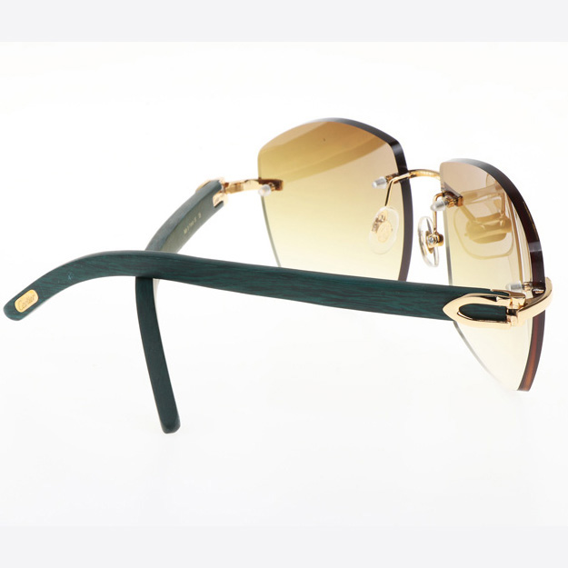 Cartier CT 4189706 Green Wood Sunglasses In Gold Gradient Brown - DesignerGu