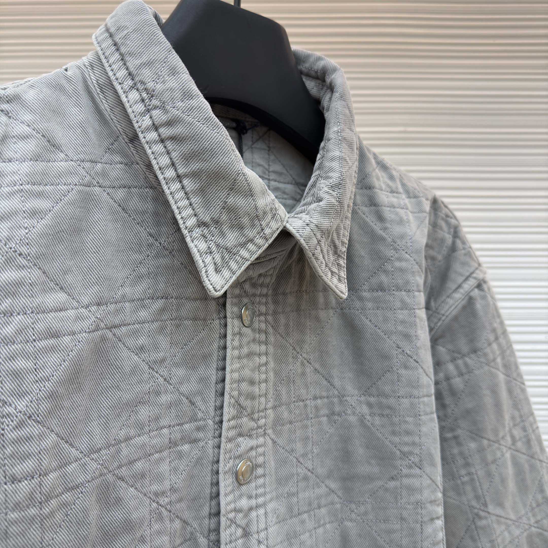 Dior Cannage Overshirt Gray Cotton Twill - DesignerGu