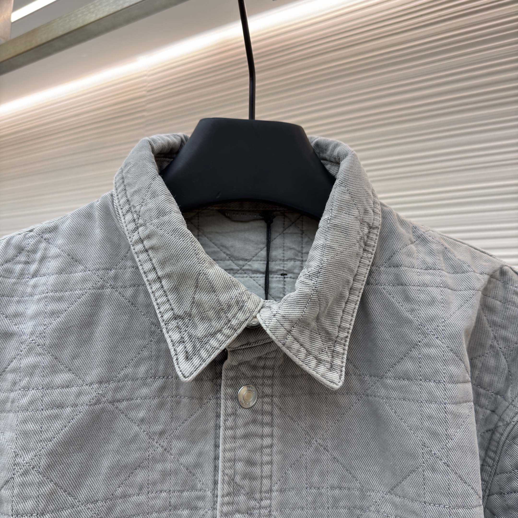 Dior Cannage Overshirt Gray Cotton Twill - DesignerGu