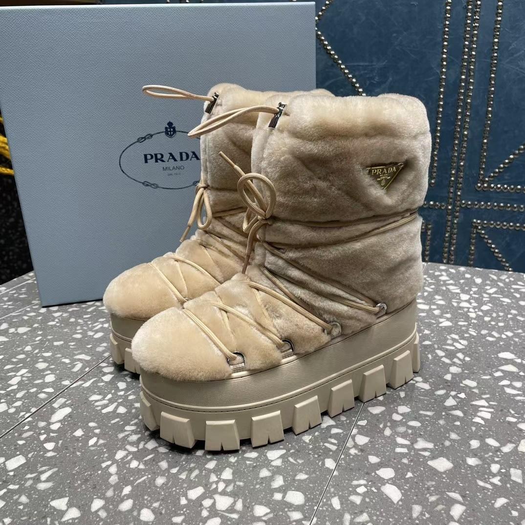 Prada Shearling Après Ski Booties - DesignerGu