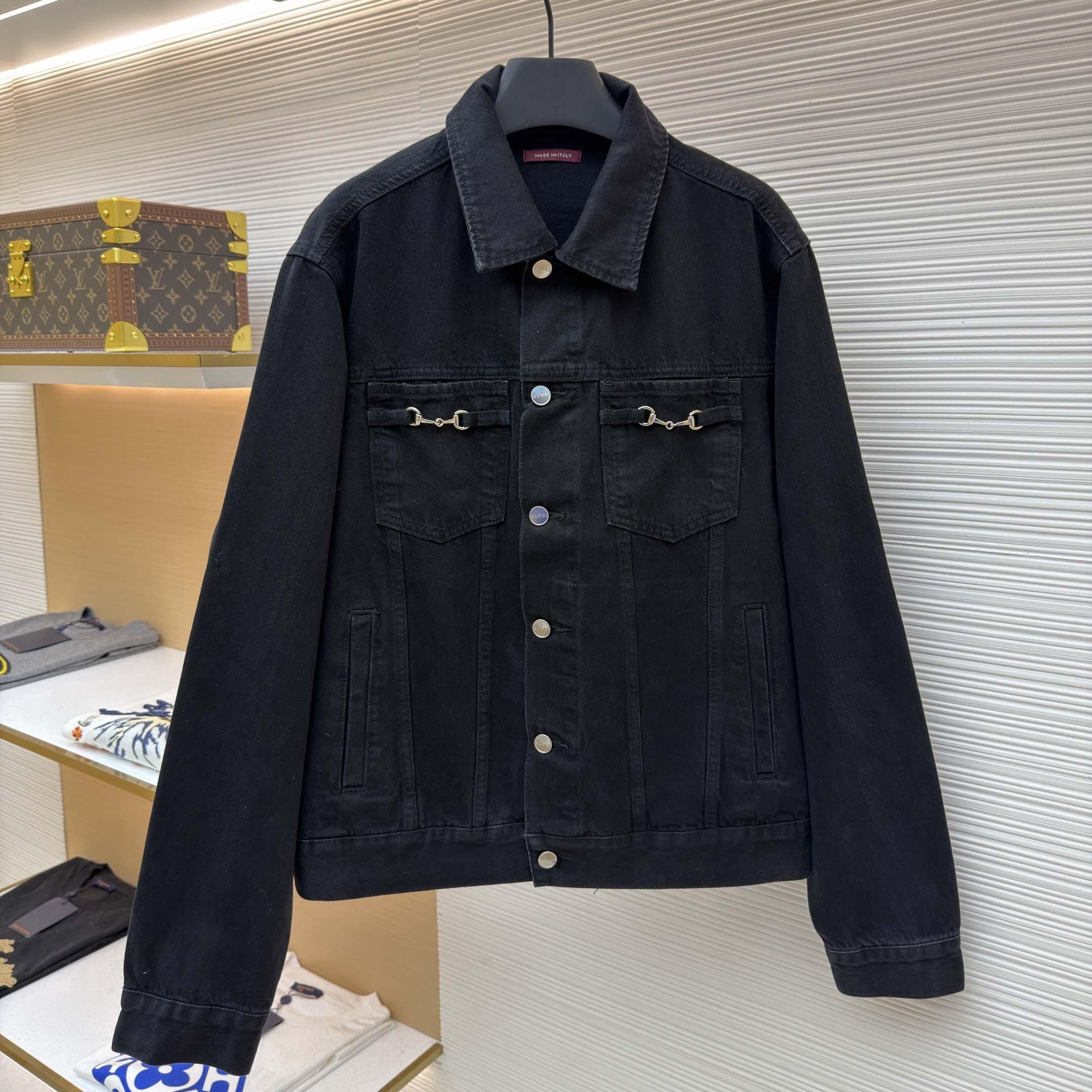 Gucci Cotton Denim Jacket With Horsebit - DesignerGu