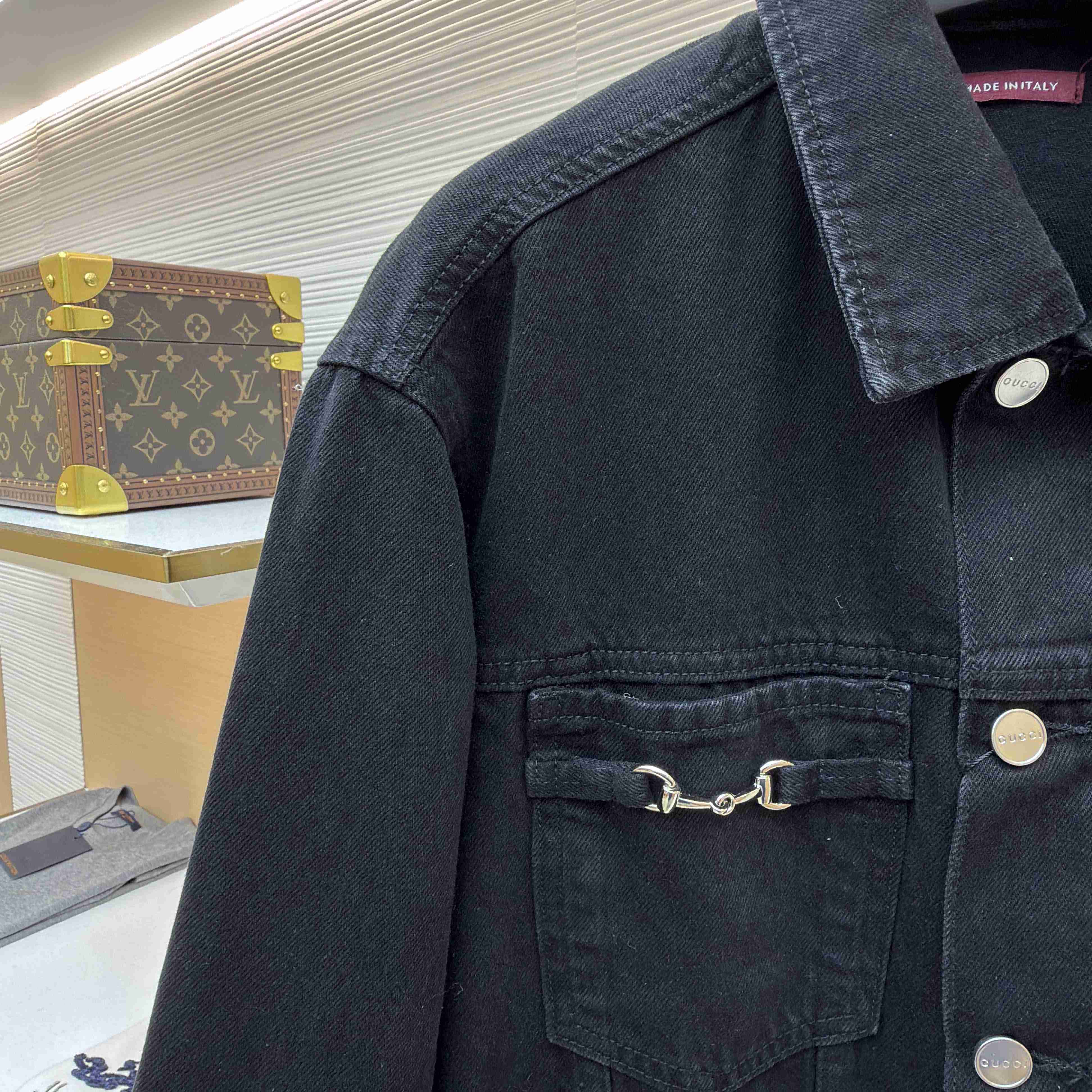 Gucci Cotton Denim Jacket With Horsebit - DesignerGu