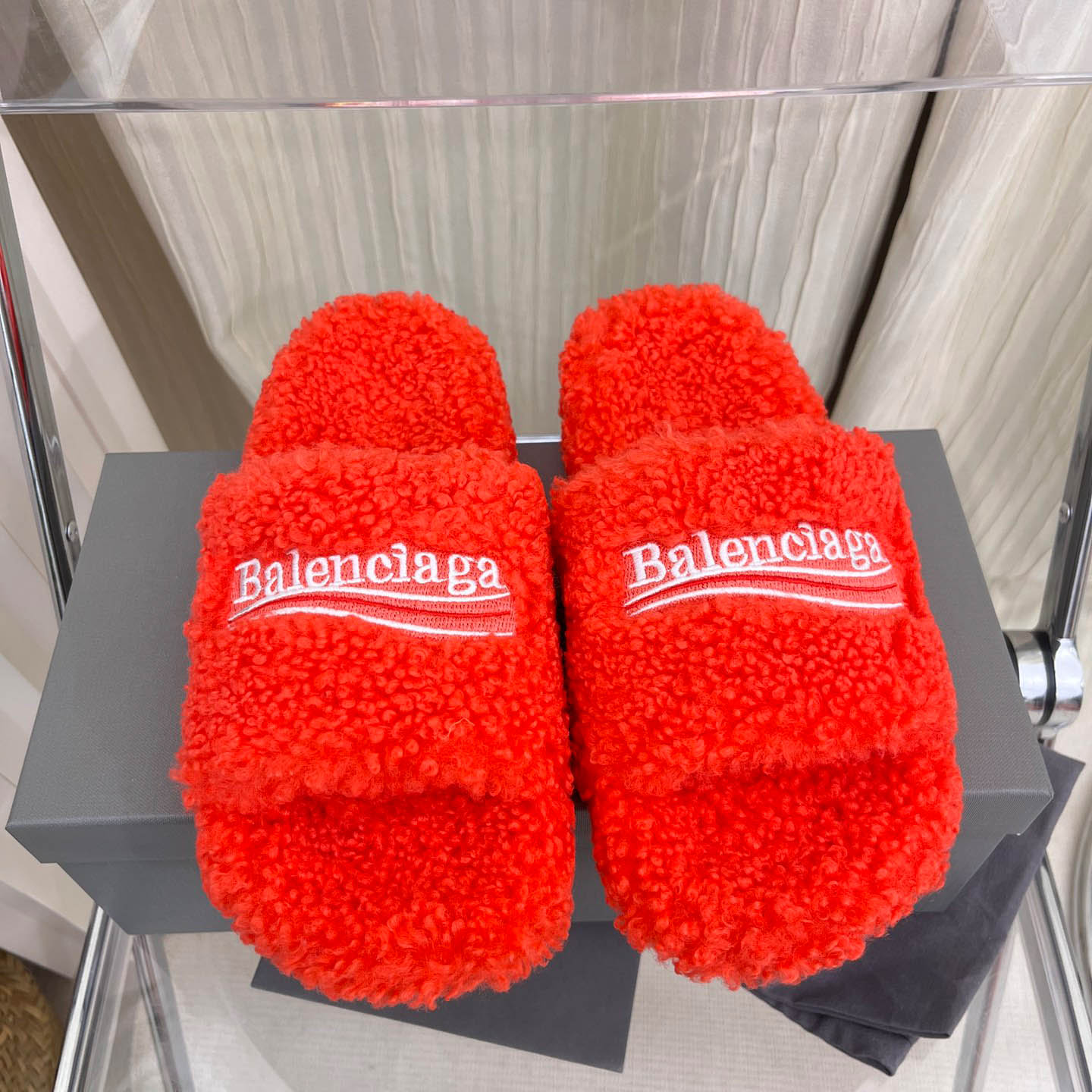 Balenciaga Furry Slide Sandals - DesignerGu