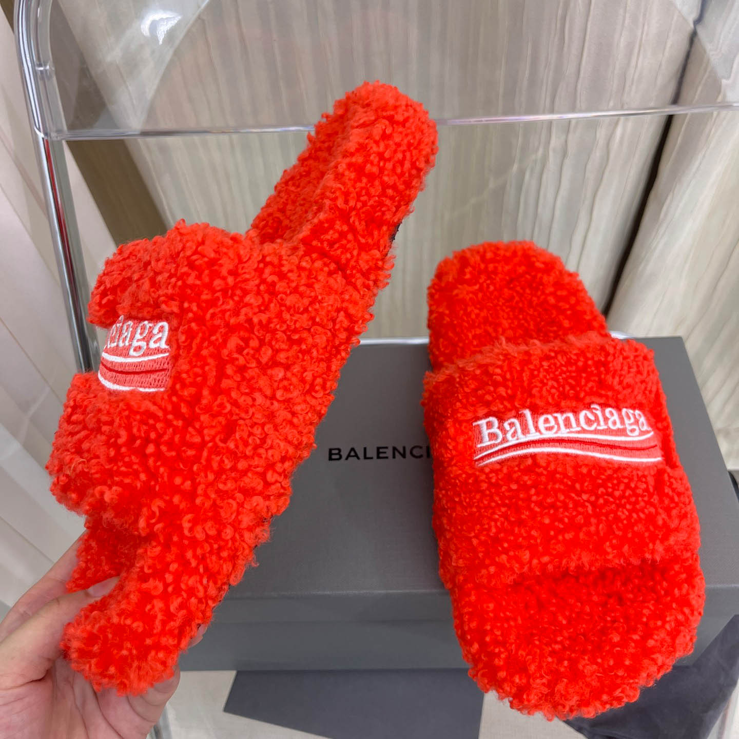 Balenciaga Furry Slide Sandals - DesignerGu