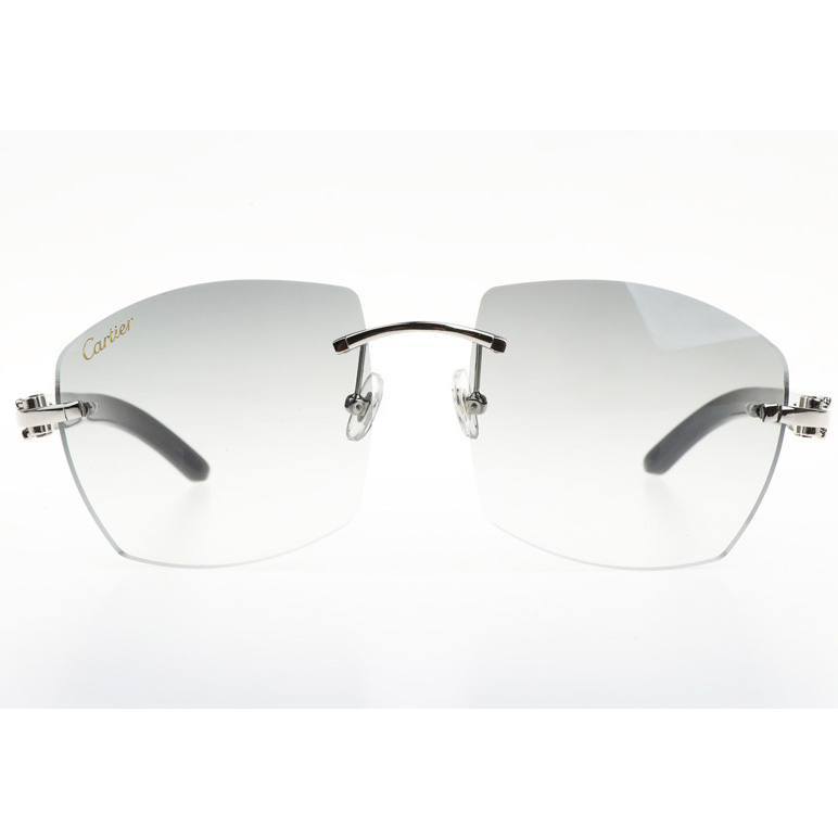 Cartier CT 4189706 White Mix Black Buffalo Sunglasses In Silver Gradient Grey - DesignerGu