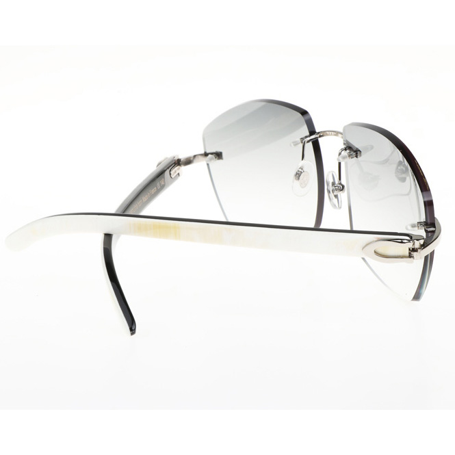 Cartier CT 4189706 White Mix Black Buffalo Sunglasses In Silver Gradient Grey - DesignerGu