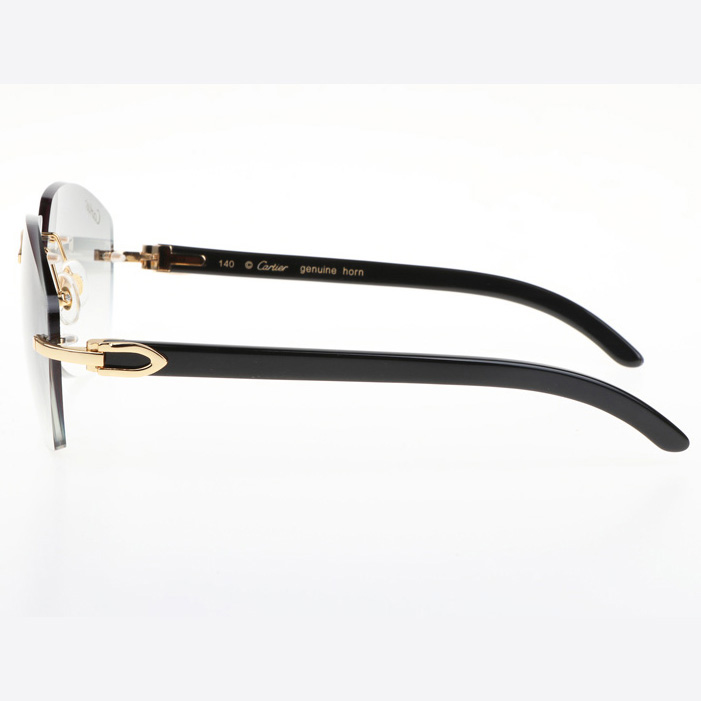 Cartier CT 4189706 Black Buffalo Sunglasses In Gold Gradient Grey - DesignerGu