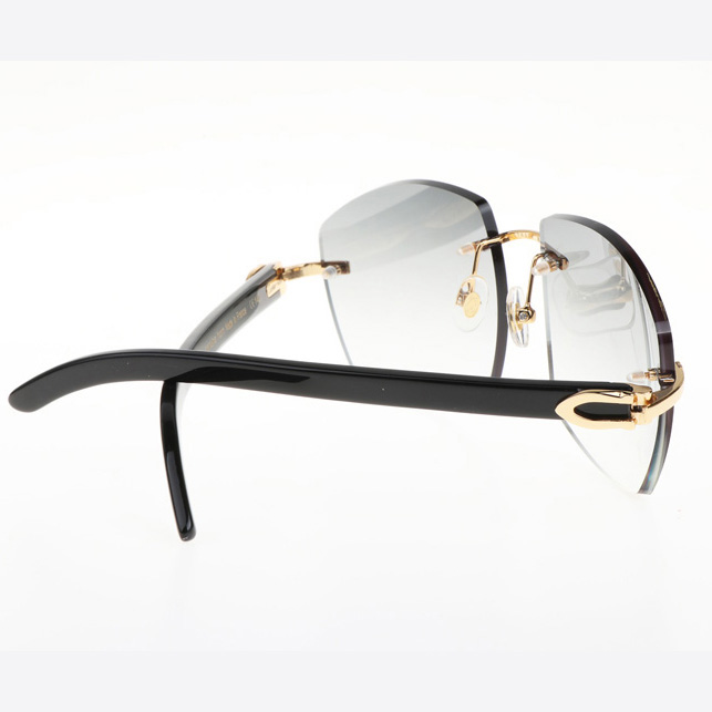 Cartier CT 4189706 Black Buffalo Sunglasses In Gold Gradient Grey - DesignerGu