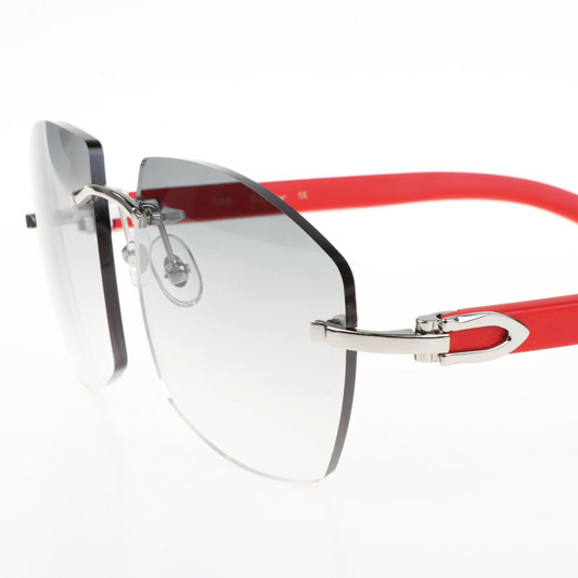 Cartier CT 4189706 Red Wood Sunglasses In Silver Gradient Grey - DesignerGu