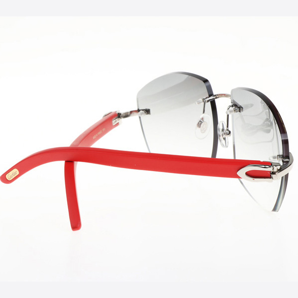 Cartier CT 4189706 Red Wood Sunglasses In Silver Gradient Grey - DesignerGu
