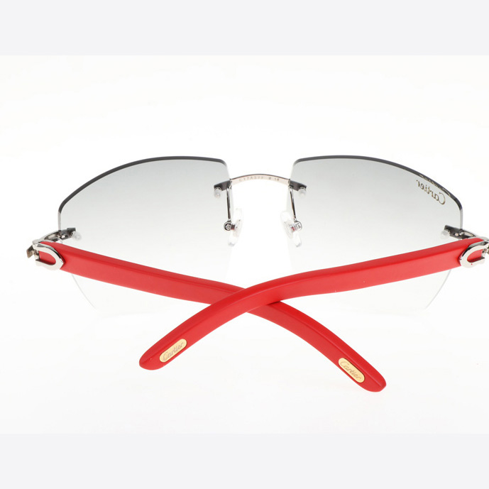 Cartier CT 4189706 Red Wood Sunglasses In Silver Gradient Grey - DesignerGu