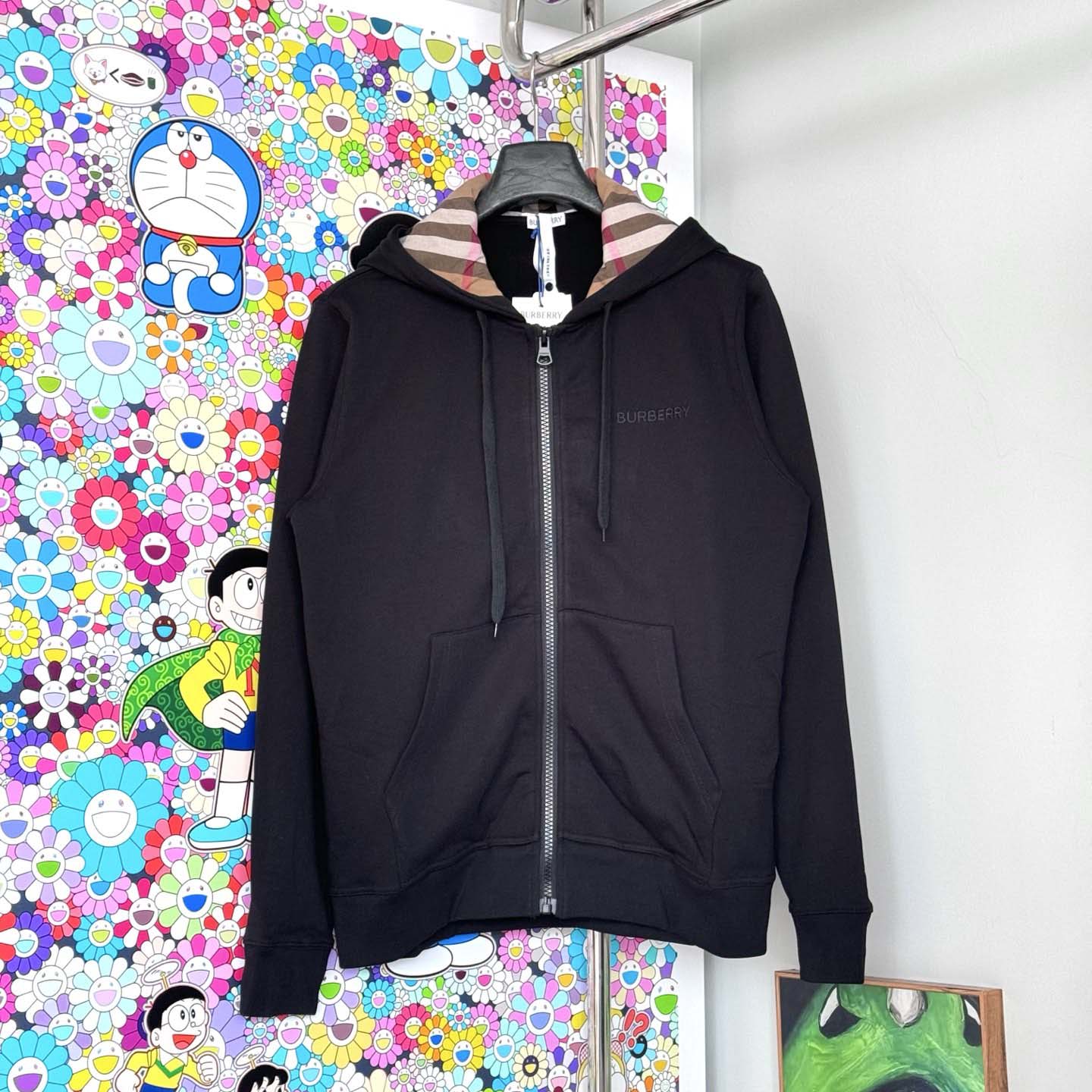 Burberry Hove Check Embroidery Logo Zip Hoodie  - DesignerGu