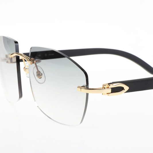 Cartier CT 4189706 Black Wood Sunglasses In Gold Gradient Grey - DesignerGu