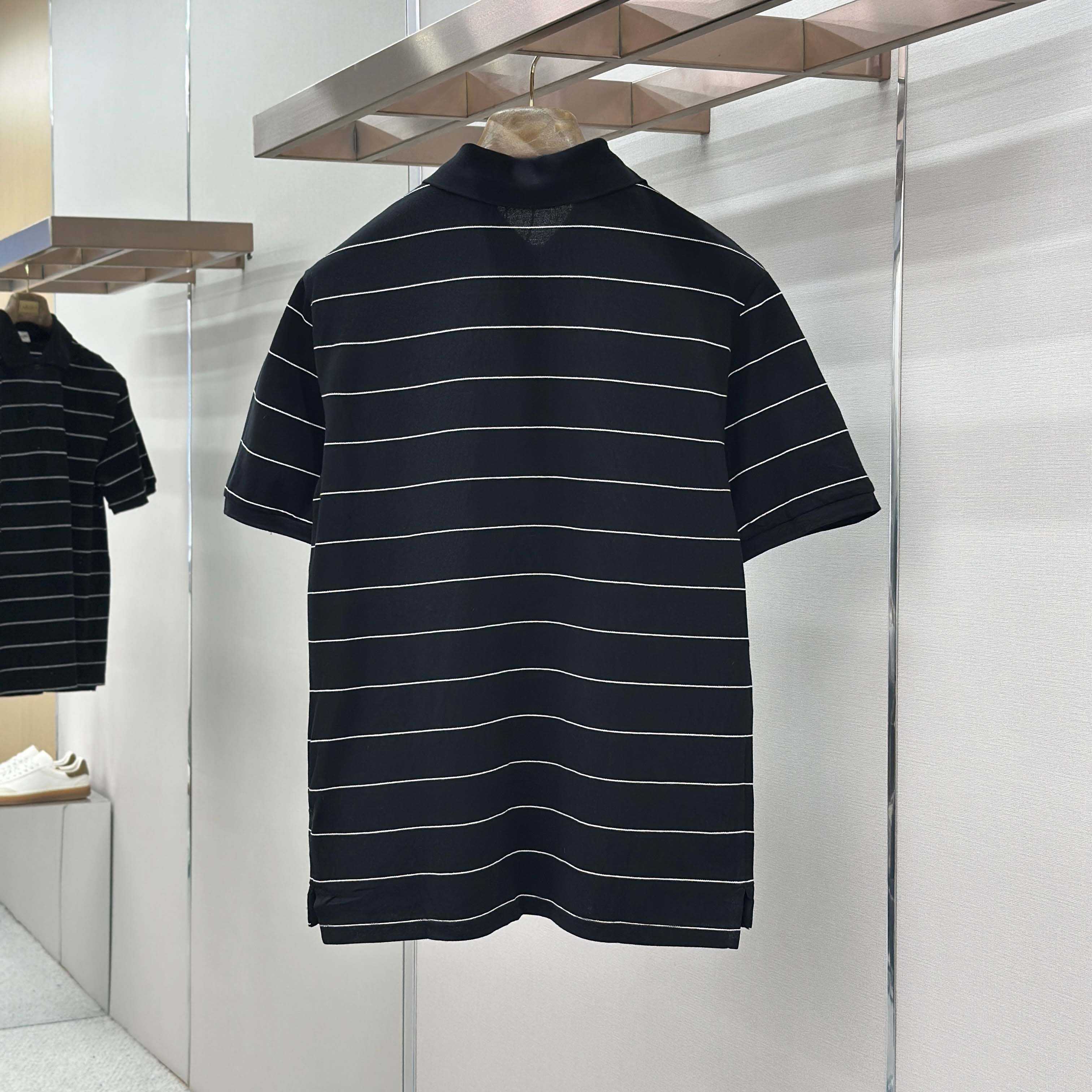 Saint Laurent Cassandre Polo Shirt in Striped Piqué - DesignerGu