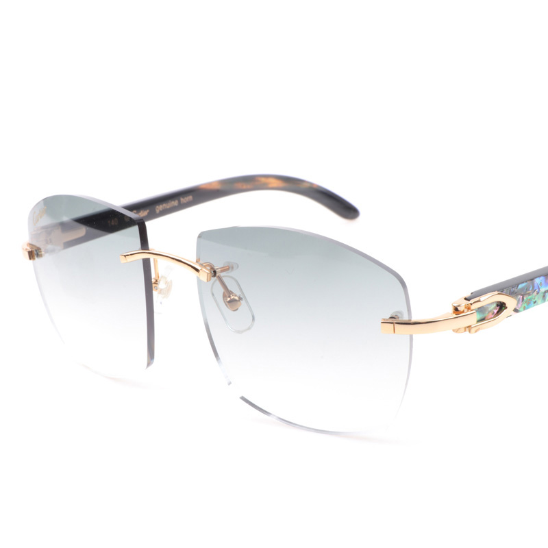 Cartier CT 4189706 Shell Mix Black Buffalo Sunglasses In Gold Gradient Grey - DesignerGu