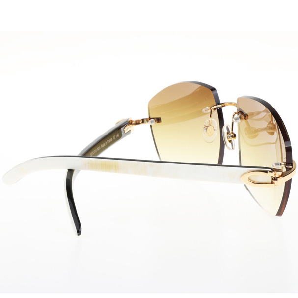 Cartier CT 4189706 White Mix Black Buffalo Sunglasses In Gold Gradient Brown - DesignerGu