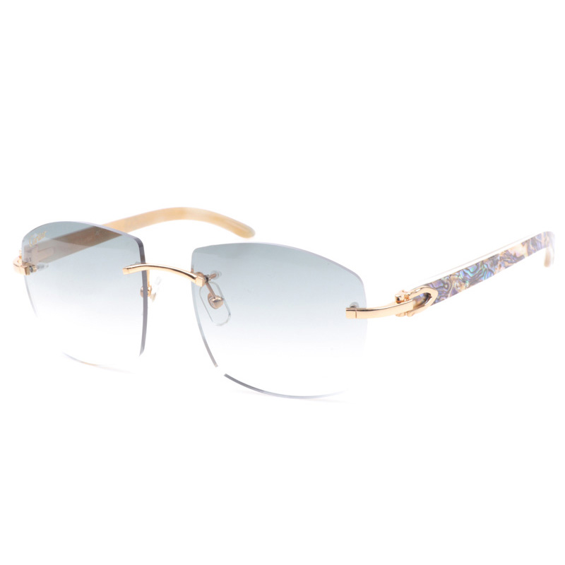Cartier CT 4189706 Shell Mix White Buffalo Sunglasses In Gold Gradient Grey - DesignerGu