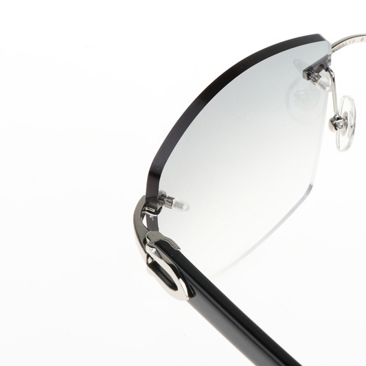 Cartier CT 4189706 Black Buffalo Sunglasses In Silver Gradient Grey - DesignerGu